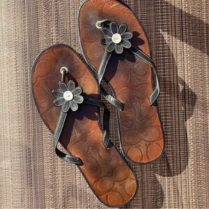 Coach Black Daisy Sandals